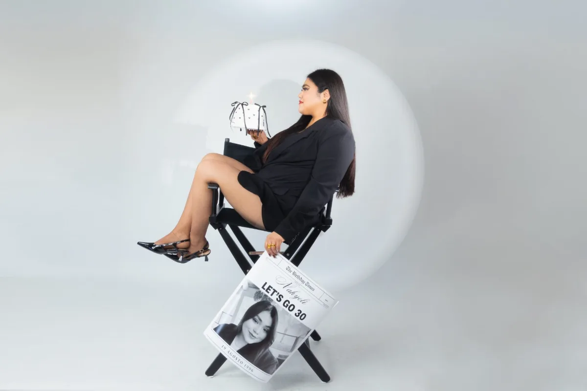 Studio portrait session on the director’s chair set, Poway, CA