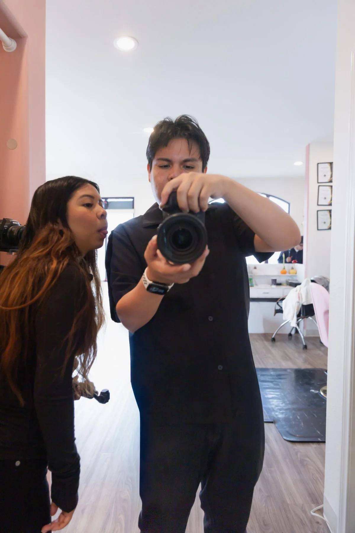 Jonathan Solorio photographing a session at the Poway, CA studio
